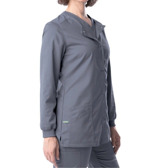Landau ProFlex Pockets Scrub Medical Top Long Sleeves Size XS Jacket Button Up - Picture 1 of 5